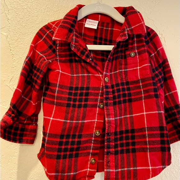 Hanna Andersson US 2T 85cm Red Plaid Button-Up Shirt - Picture 2 of 5